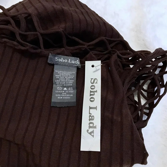 Soho Lady NWT Brown Cut Out Blouse Women OS (S-L) - Picture 7 of 7